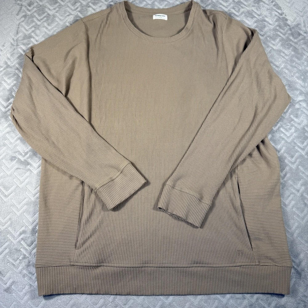 Tommy John Ribbed Long Sleeve Shirt Men's 2XL Beige‎ Tan Soft Stretch Lounge Top
